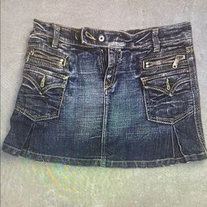 Denim Mini Skirt with Zipper Details